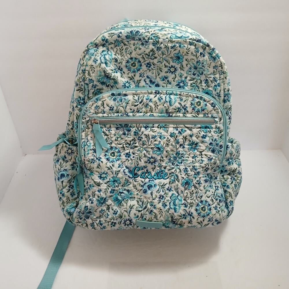 Vera Bradley Large Multicolor Floral Cotton Backpack Zip w/ Outer Pockets